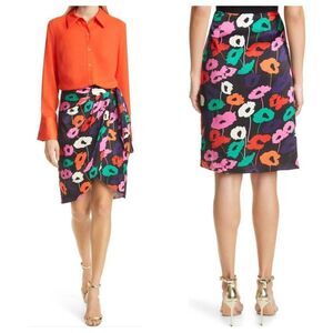 Milly Liza Wrap Poppy Print Skirt